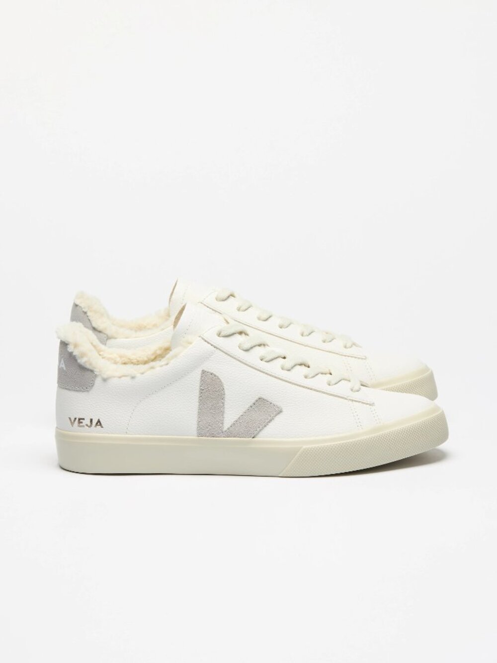 Veja Campo Furred Leather White Light Grey